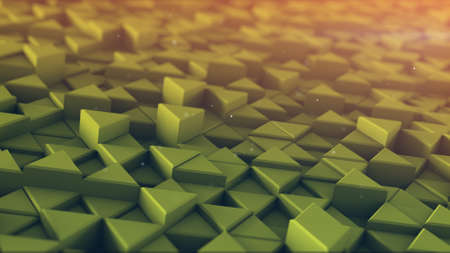 Extruded triangles toned mosaic. 3D render abstract background