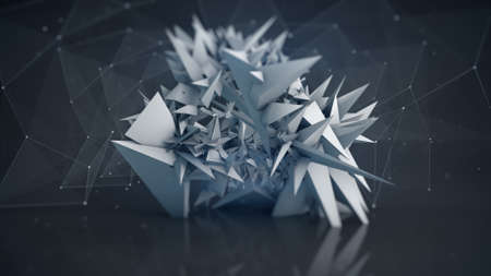 Polygonal network shape. Abstract futuristic 3D render illustration