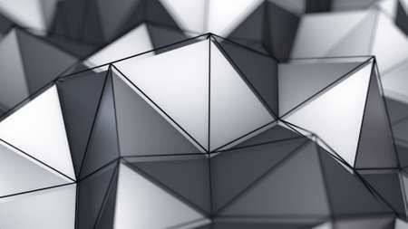Low poly surface. Abstract technology 3D render illustrationの写真素材