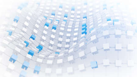 Waving lattice of cubes. Abstract geometric 3D render illustrationの写真素材