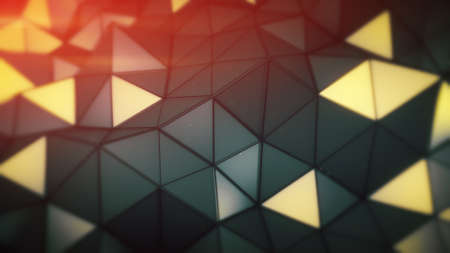 Glowing polygonal surface. Abstract technology 3D render illustration