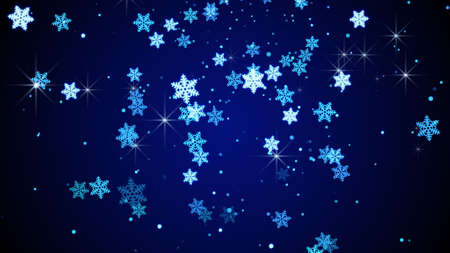 blue glow snowflakes fallingの写真素材