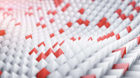 White and red peaks wavy surface. Abstract 3D render illustrationの写真素材