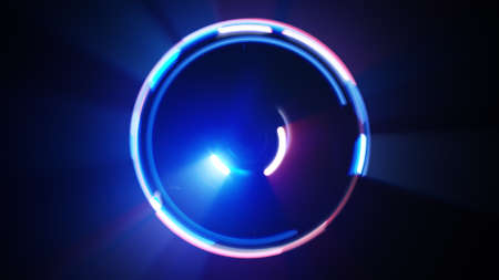 Blue and red light circles long exposure lightpainting. Abstract background