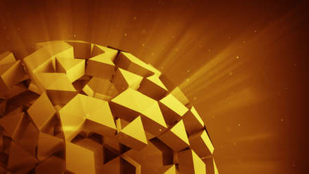 Orange polygonal ball. Computer generated abstract 3D render illustrationの写真素材