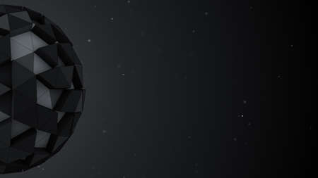 Low poly sphere and free space. Abstract 3d render illustration. Sci-fi geometric futuristic shapeの写真素材