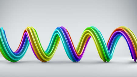 Colorful spiral shape. Computer generated abstract geometric 3D render illustrationの写真素材