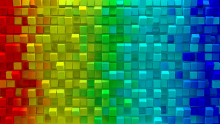 Multicolor gradient extruded  mosaic. Geometric 3D render. Computer generated abstract background