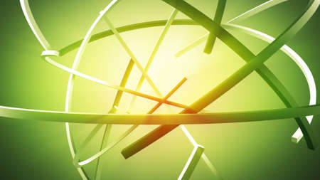 Rings on orbit. Futuristic abstract geometric shape. 3D render illustration