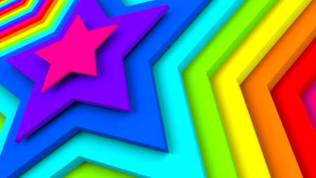 Bright colorful stars. Abstract 3D render