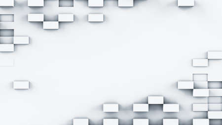White parallelepipeds. Abstract geometric background. Computer generated 3D renderingの写真素材