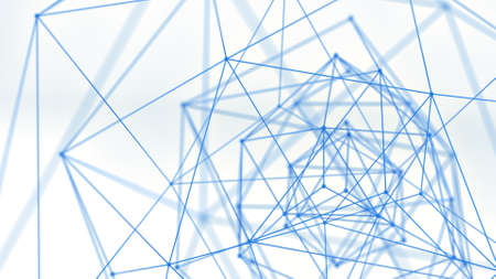 Blue network shape. Abstract futuristic sc-fi concept. 3D render with shallow DOFの写真素材