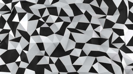 White and black polygons surface. Computer generated abstract background. Abstract 3D renderの写真素材
