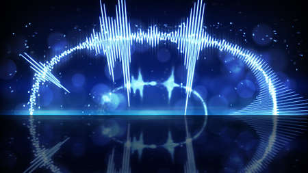Blue audio waveform. Computer generated abstract technology background