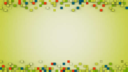 Extruded cubes and free space. Computer generated 3D render. Abstract geometric background