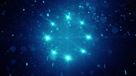 Blue lights and glowing fairy dust. Computer generated abstract raster illustrationの写真素材