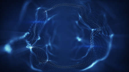 Futuristic sci-fi deformed blue spheric shape. Computer generated abstract graphic. 3D image...