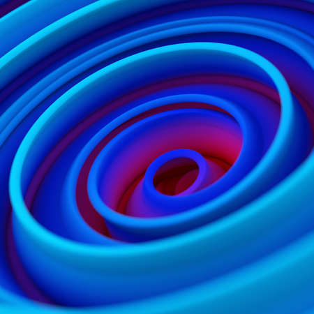 Spiral curve shape. Computer designed absrtact geometric image. 3D rendering with DOF