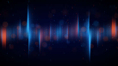 Blue and orange aurora lights. Computer generated abstract backgroundの写真素材