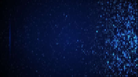 Digital data glowing blue hex code. Abstract information technology concept. Computer generated...