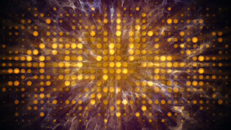 Disco wall with flashing lights and flowing smoke. Computer generated absrtact backgroundの写真素材