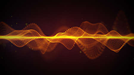 Horizontally oriented bright orange futuristic shape. Abstract sci-fi concept. Computer generated 3D...