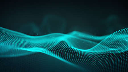 Blue futuristic cyber surface. Abstract science fiction concept. Computer generated 3D rendering with DOF
の写真素材