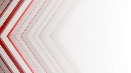 White and red lines 3D render. Computer generated abstract background