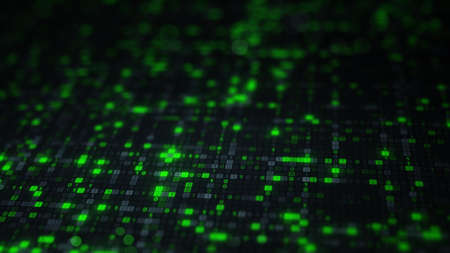 Rows of green binary digital code. Futuristic big data information technology concept. Computer generated imageの写真素材