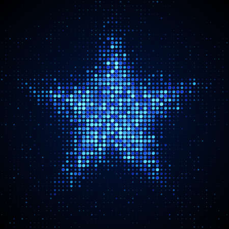 Blue star shape of LED dots on screen. Computer generated imageの写真素材