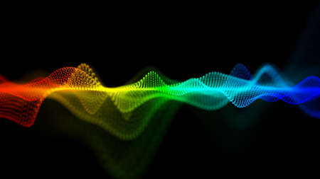 Colorful abstract waves shape of dots. Abstract 3D rendering with DOF
の写真素材