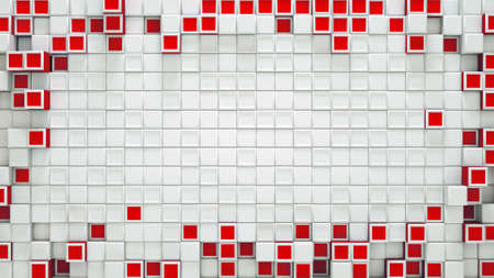 Frame of red cubes and free space. Abstract background. 3D renderingの写真素材