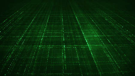 Green sci-fi grid. Information technology abstract futuristic concept. Computer generated image...