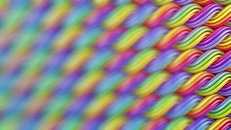 Wavy surface of multicolor curles. Computer generated ornament. Abstract 3D rendering with DOFの写真素材