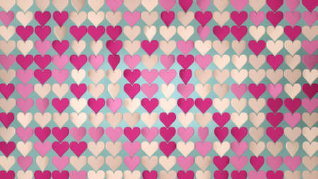Pink hearts array. Abstract romantic concept. 3D render illustrationの写真素材