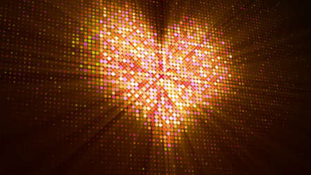Shiny pink heart shape on digital screen. Computer generated 3D rendering
