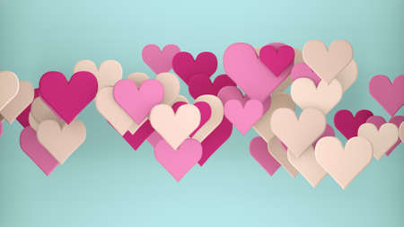Heart shapes. Abstract romantic concept. 3D rendering
