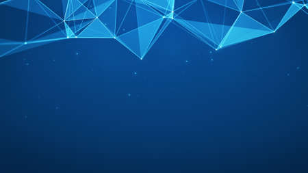 Blue network connections with triangles and lines. Internet communication concept. Computer generated graphic. 3D renderingの写真素材