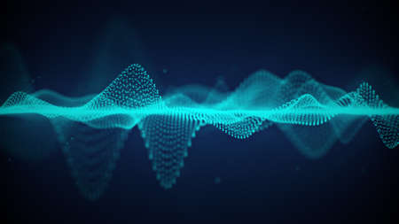 Futuristic blue cyber surface. Abstract science fiction concept. 3D redndering with DOF