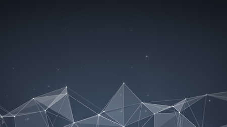 Futuristic network construction with triangles and lines. Internet communication concept. 3D...
