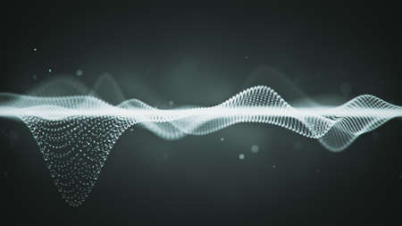 Abstract sci-fi surface of glowing particles. Science fiction or information technology concept. 3D render with depth of fieldの写真素材