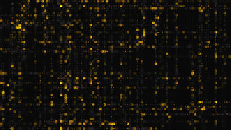 Random yellow alphabet letters. Abstract futuristic technology concept. Computer generated image