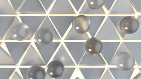 Soft transparent balls rolls. Abstract modern composition. 3D render