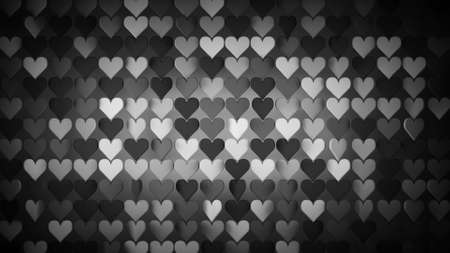 Array of black heart shapes. Abstract romantic background. 3D renderingの写真素材