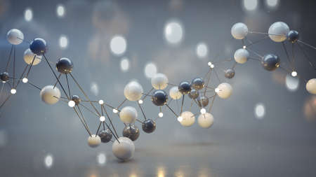 Network of lines and connected spheres. Abstract futuristic technology concept. 3D renderの写真素材