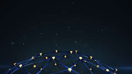 Plexus network structure with transparent lines and glowing nodes. Futuristic science fiction or...