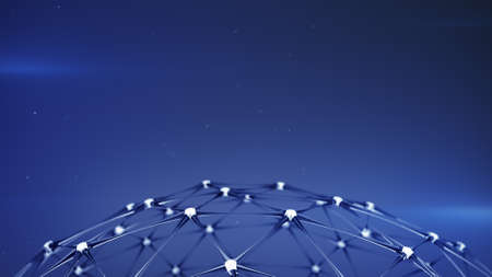 Network structure with glowing nodes. Futuristic science fiction or modetn technology concept. 3D renderの写真素材