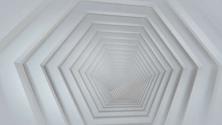 Futuristic empty white tunnel. 3D render illustration