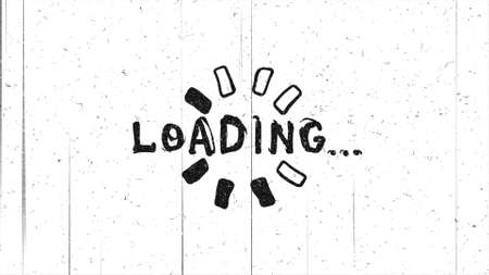 Loading black text on white. Handwriting illustrationの写真素材