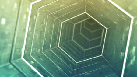 Modern corridor. Abstract science fiction concept. 3D render illustration with depth of fieldの写真素材